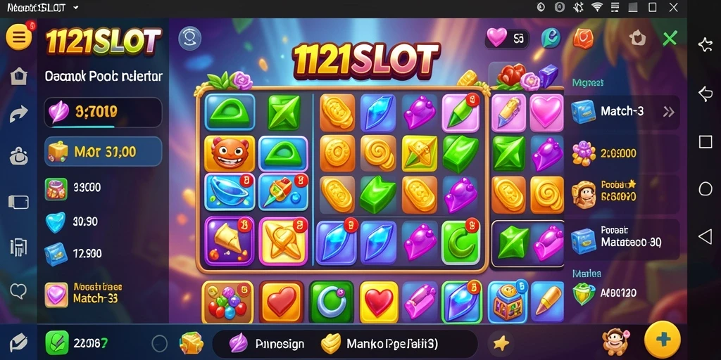 Tampilan gameplay menantang dalam 1121SLOT dengan warna yang cerah.