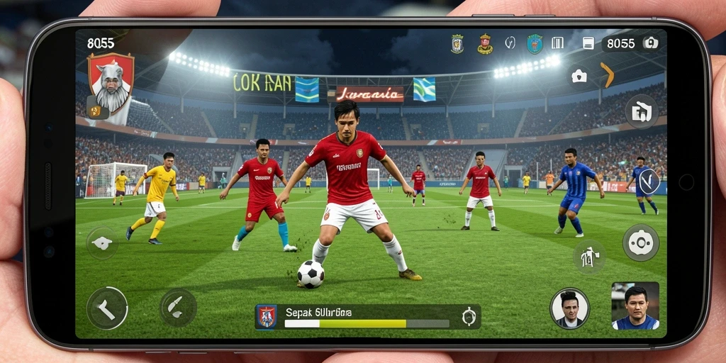 Tampilan gameplay yang seru di game sepak bola 8055.