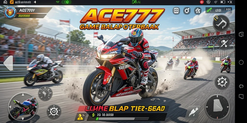 Screenshot menampilkan aksi balapan motor yang mendebarkan.