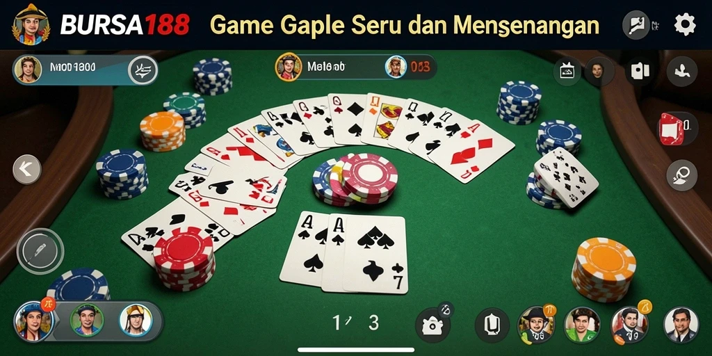 Tampilan gameplay seru Gaple di BURSA188 dengan pemain aktif.