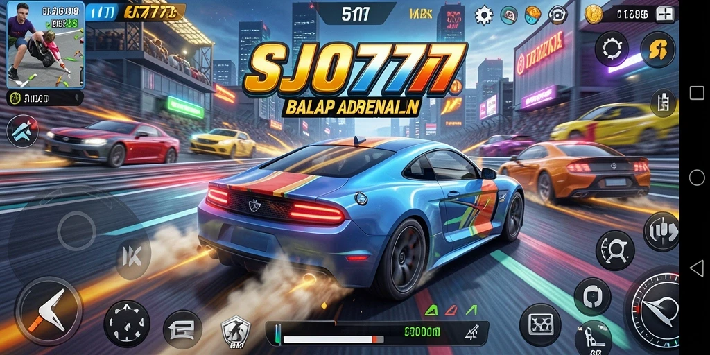 Tampilan gameplay SJO777 yang penuh aksi balap.