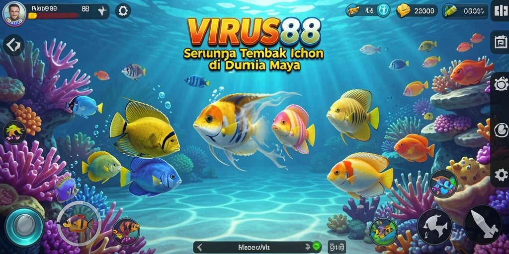 Gameplay menarik dalam VIRUS88 saat menembak ikan beragam.