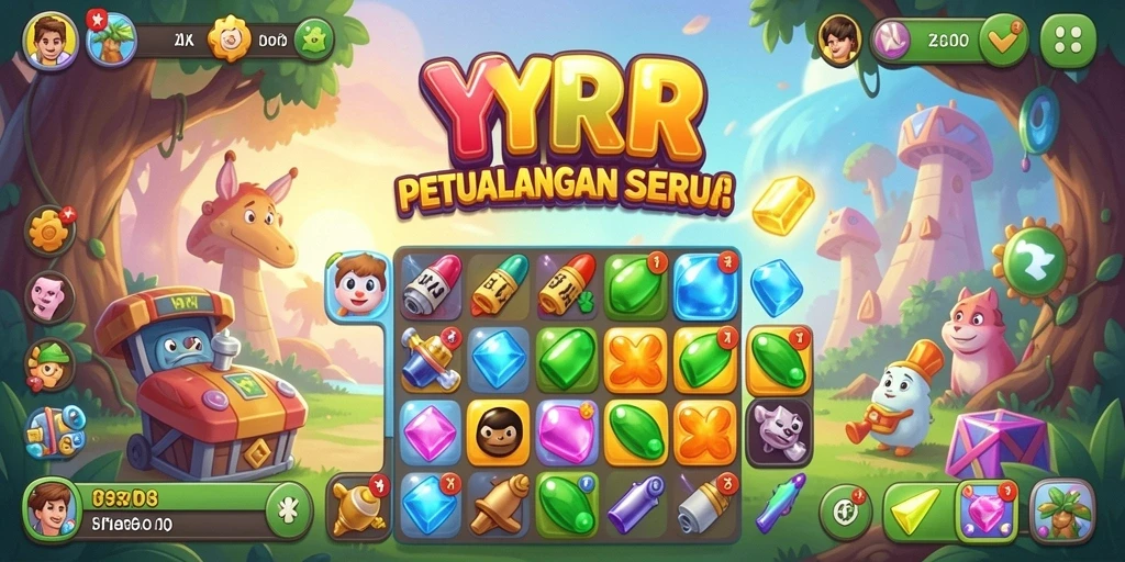 Tampilan gameplay <strong>YYRR</strong> yang penuh warna dan dinamis.